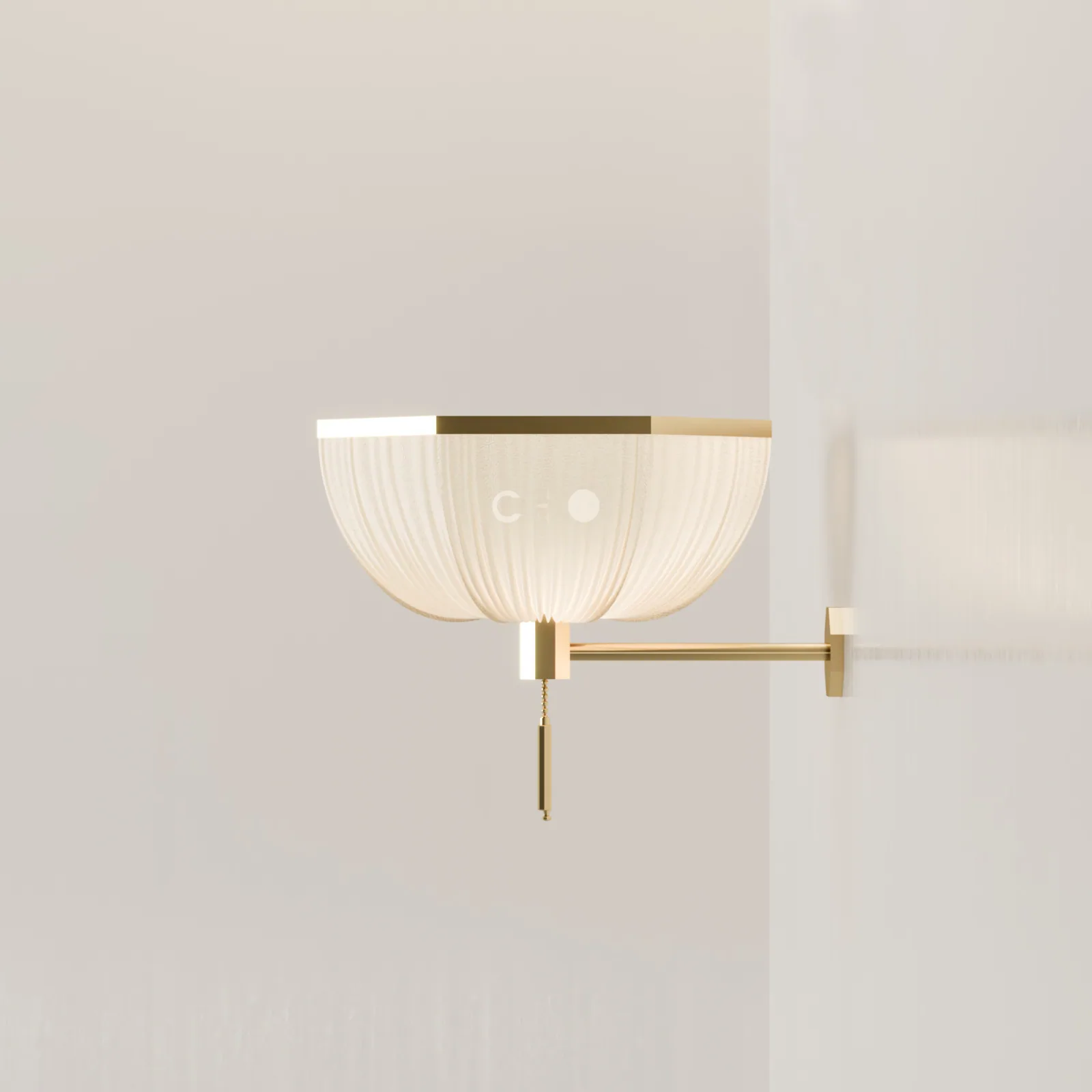 Drapes of Light silk and brass lamp